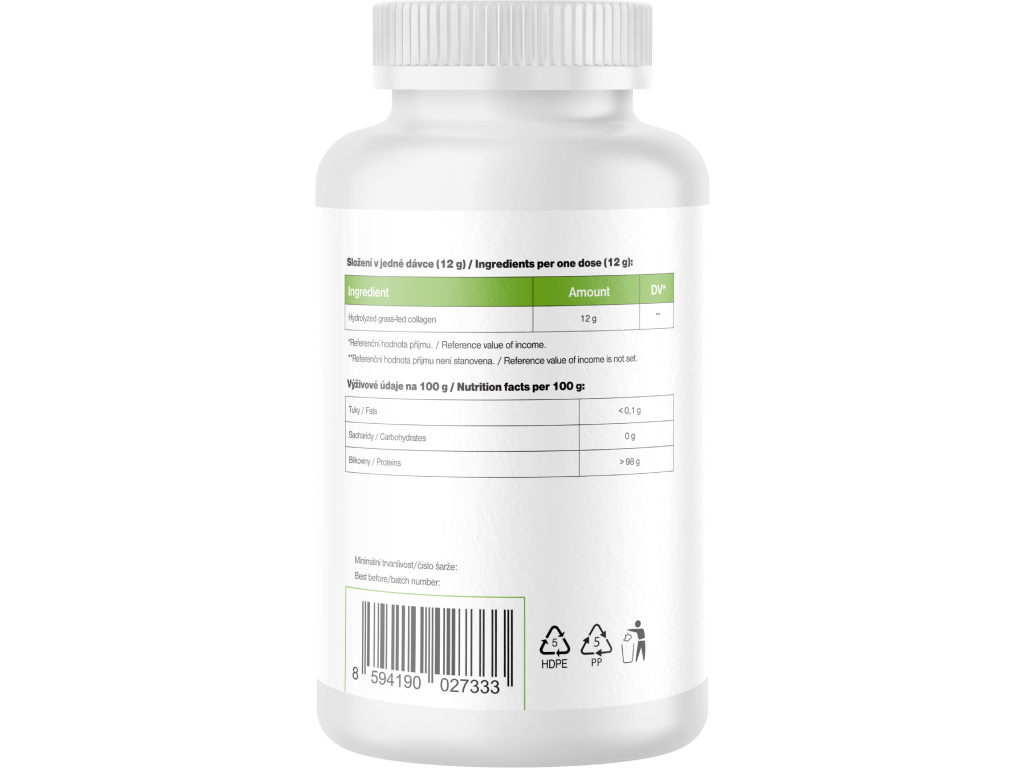 BrainMax Hydrolyzovaný GrassFed Collagen (kolagen z krav krmených trávou), 200 g Obrázek