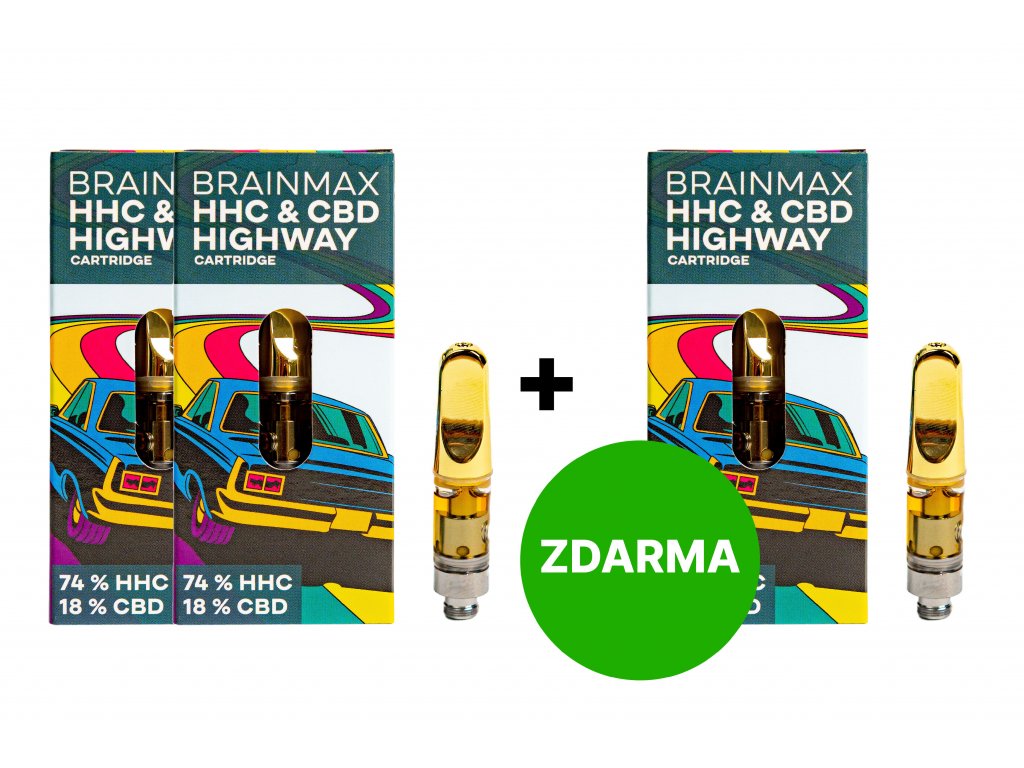 2+1 ZDARMA: BrainMax HáHáCé Cartridge HIGHWAY, náplň do CéBéDé Pen Vaporizéru, 0,5 ml, 74% HáHáCé, 18% CéBéDé, pro sběratelské účely