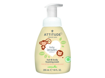 Attitude - Dětská mycí pěna 2v1 - Baby leaves s vůní hruškové šťávy, 295ml