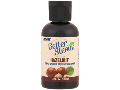 NOW Better Stevia Liquid, Lískový oříšek, 59ml