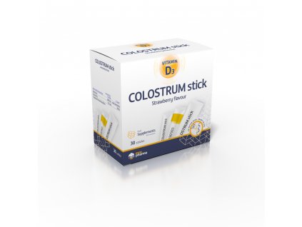 COLOSTRUM 800 mg + Vitamín D3 500IU, Kolostrum, 30 sticků s jahodovou příchutí