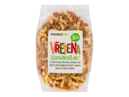 CountryLife - Těstoviny vřetena semolinová mix BIO, 400g *cz-bio-001 certifikát, Expirace 4/2021