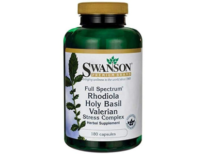Swanson Rhodiola Holy Basil Valerian Stres Complex 225:225:225 miligramů 180 tobolek