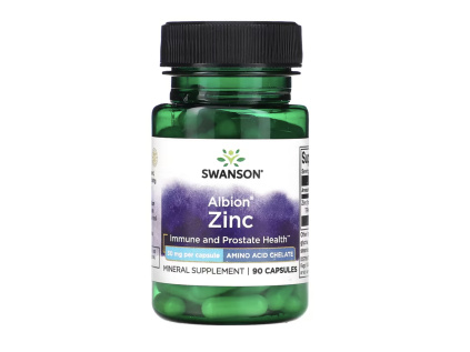 Swanson Albion® Zinc, Zinek, imunita a zdraví prostaty, 30 mg, 90 kapslí  Doplněk stravy