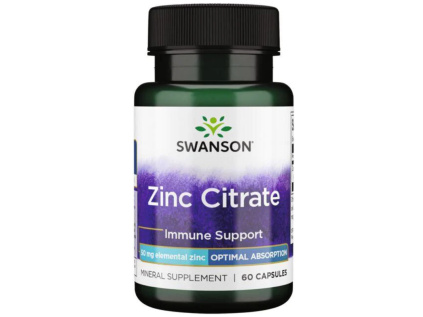 Swanson Zinc Citrate, Zinek Citrát, 30 mg, 60 kapslí  Doplněk stravy