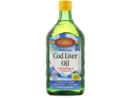 Carlson Labs Cod liver oil (olej z tresčích jater, citron) 500 ml