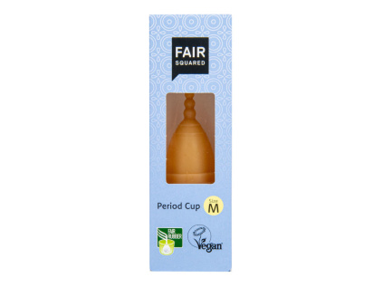 FAIR SQUARED Kalíšek menstruační M z přírodního latexu s látkovým sáčkem