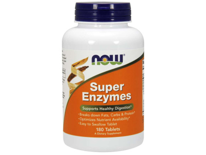 NOW Super Enzymes, komplexní trávící enzymy, 180 tablet