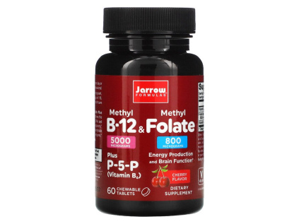 Jarrow Methyl Folate (Aktivní forma kyseliny listové, třešeň), 800mcg, 60 žvýkacích pastilek