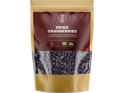 BrainMax Pure Dried Cranberries, Brusinky, BIO, 250 g  *CZ-BIO-001 certifikát