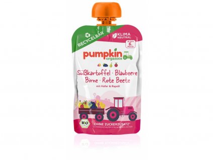 Pumpkin Organics - Zeleninové pyré ze sladkých brambor, řepy, borůvky a oves BIO, 100 g  *CZ-BIO-001 certifikát