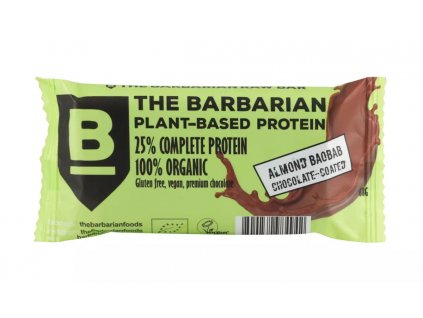 The Barbarian Proteinová Tyčinka Organic Chocolate Coated Almond & Baobab, 68 g  Protein Bar