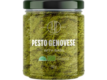 BrainMax Pure  Pesto Genovese, bazalkové pesto, BIO  Pesto z bazalky s extra panenským olivovým olejem a piniovými oříšky / *CZ-BIO-001 certifikát