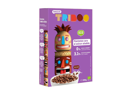SMILEAT BIO detske cerealni kakaove krouzky s rostlinnymi proteiny bez pridaneho cukru 300g