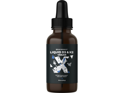 BrainMax Vegan Liquid D3 & K2, 30 ml  Vitamíny pro kosti, zuby, svaly a imunitu s MCT pro vstřebání, 41 dávek, doplněk stravy
