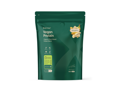 BrainMax® Vegan Protein, Banana, 500 g  24 g bílkovin v jedné dávce, kompletní Amino spektrum, slazeno stévií, banán, 14 dávek