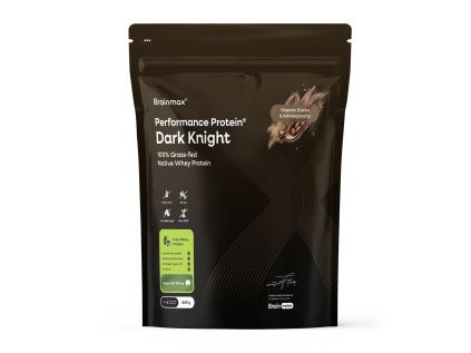 BrainMax® Performance Protein® Dark Knight, Cocoa & Ashwagandha, 500 g  Nativní syrovátkový protein s kolostrem, kolagenem a ashwagandhou, kakao, 14 dávek, doplněk stravy