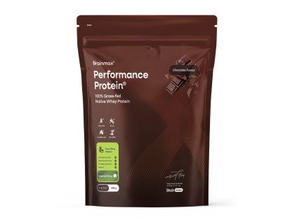BrainMax® Performance Protein®, Chocolate, 500 g  Nativní syrovátkový protein s kolostrem a kolagenem, čokoláda, 14 dávek, doplněk stravy