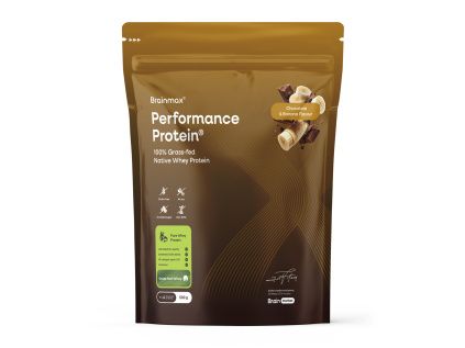 BrainMax® Performance Protein®, Chocolate & Banana, 500 g  Nativní syrovátkový protein s kolostrem a kolagenem, čokoláda a banán, 14 dávek, doplněk stravy