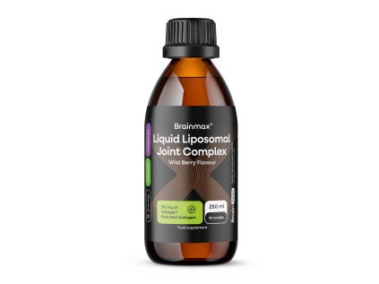 BrainMax® Liquid Liposomal Joint Complex, Wild Berry, 250 ml  K normální tvorbě kolagenu pro normální funkci chrupavek a kostí, příchuť lesní plody, 25 dávek, doplněk stravy