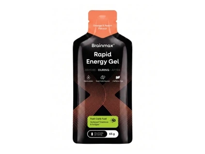 BrainMax® Rapid Energy Gel, Orange & Peach, 12 x 65 g  Sada energetických gelů s hořčíkem a vitamínem B6, bez kofeinu, doplněk stravy