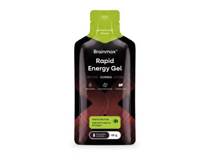 BrainMax® Rapid Energy Gel, Lemon & Lime, 65 g  Energetický gel s hořčíkem a vitamínem B6, bez kofeinu, doplněk stravy