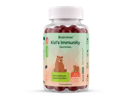 BrainMax® Kid's Immunity Gummies, 60 bonbónů  Malinoví gumídci pro děti se zinkem, vitamínem C a bezinkou, 30 dávek, doplněk stravy