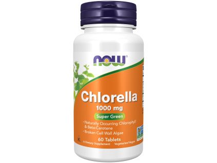 NOW Chlorella, 1000 mg, 60 tablet  Chlorella s narušenou buněčnou stěnou, doplněk stravy