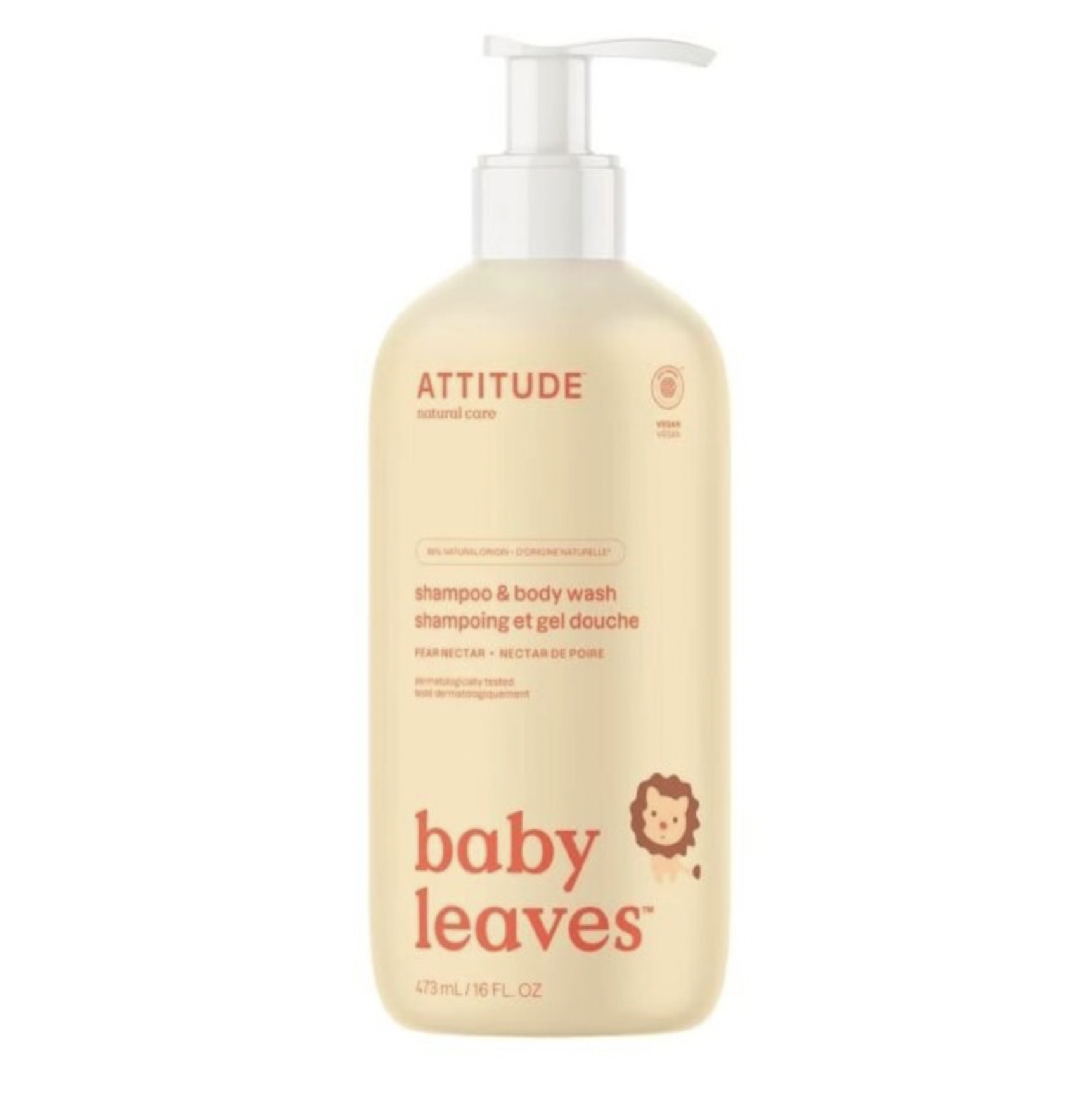Attitude - Dětské tělové mýdlo a šampon 2v1 - Baby leaves s vůní hruškové šťávy, 473ml Obrázek