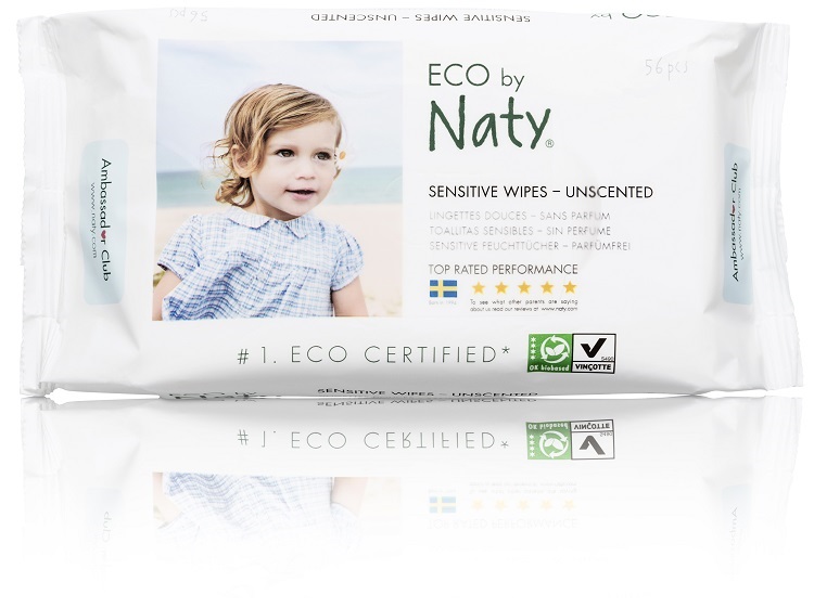 Eco by Naty Vlhčené ubrousky bez vůně - pro citlivou pokožku (56 ks) Obrázek