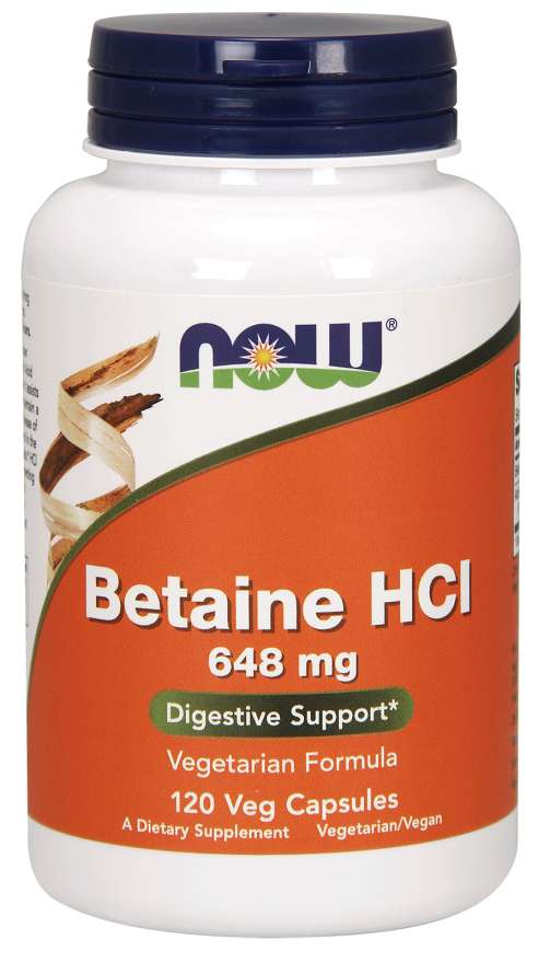 Levně Now® Foods NOW Betaine HCl, vegetariánský, 648 mg, 120 rostlinných kapslí