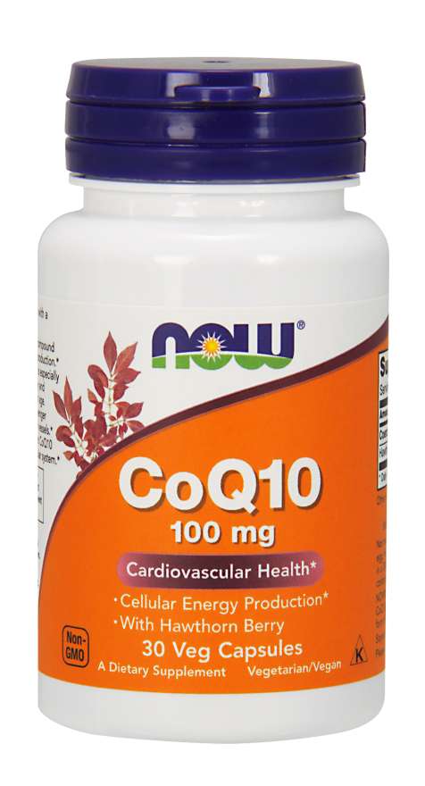 Levně Now® Foods NOW CoQ10 (koenzym Q10) + Hloh, 100 mg, 30 rostlinných kapslí