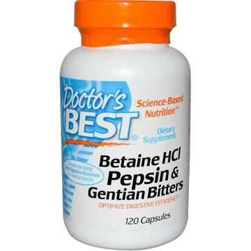 Levně Doctor's Best Betaine HCl + Pepsin & Gentian Bitters (horec), 120 kapslí