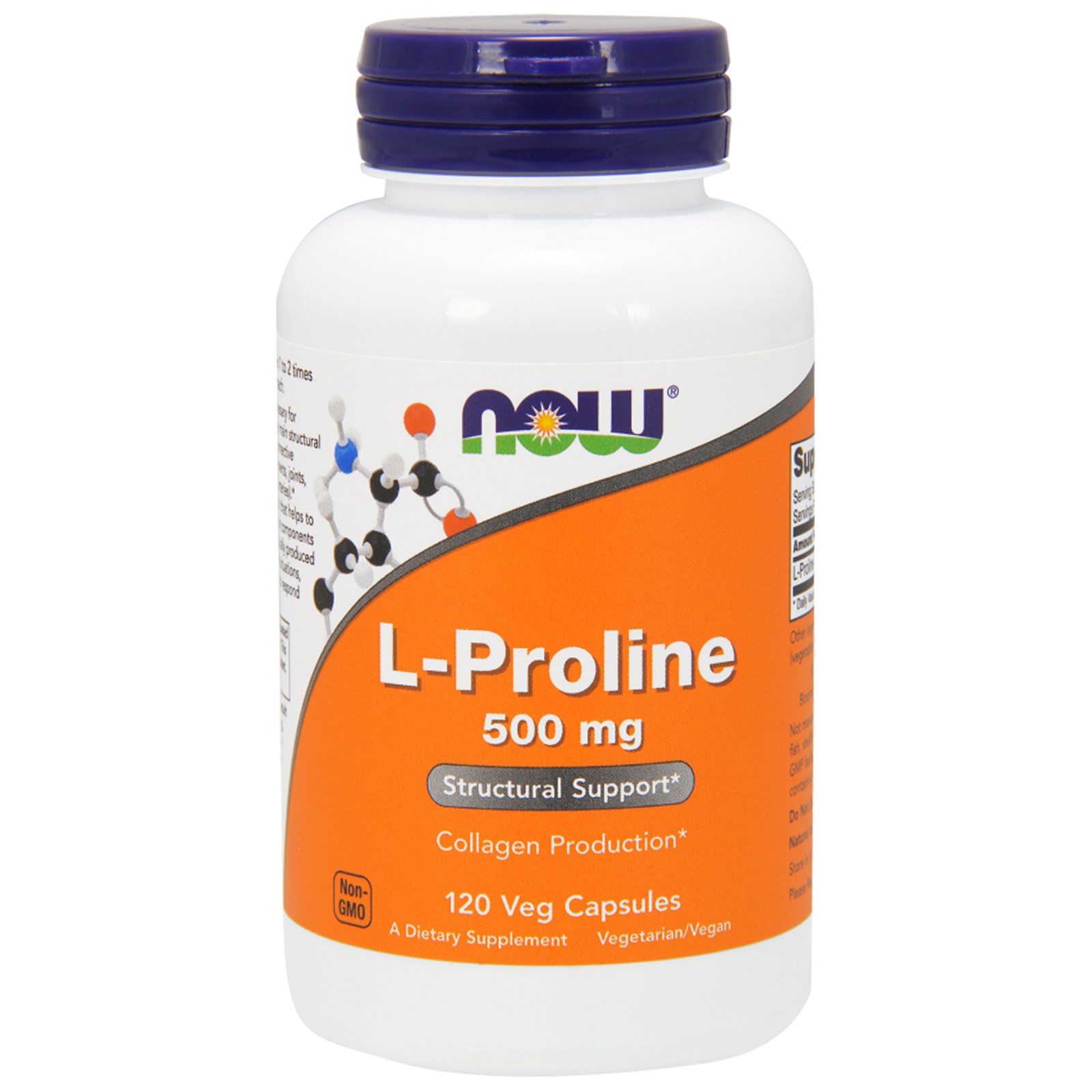 Now® Foods NOW L-Prolin, 500 mg, 120 rostlinných kapslí