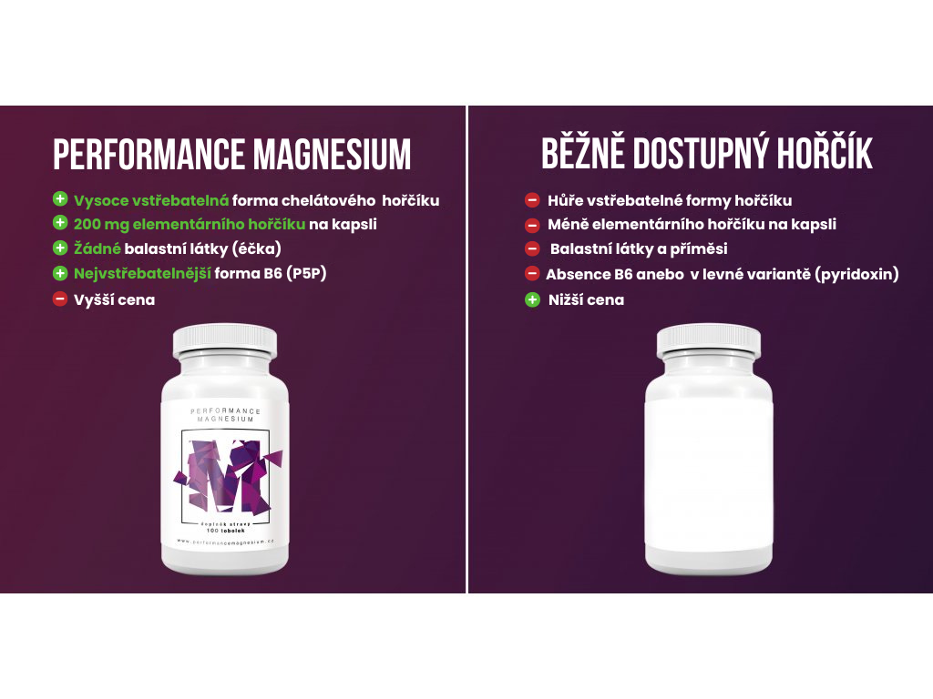 Performance Magnesium 1000 mg 100 tbl. (Hořčík + Vitamín B6) Obrázek