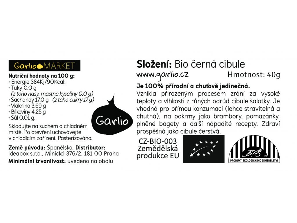 Garlio Bio černá cibule 40 g Obrázek