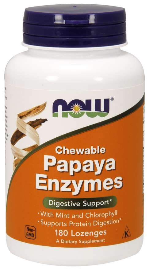 Levně Now® Foods NOW Papaya Enzymes, přírodní trávící enzymy, 180 pastilek