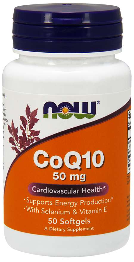 NOW CoQ10, se selenem a vitamínem E, 50 mg, 50 softgelových kapslí