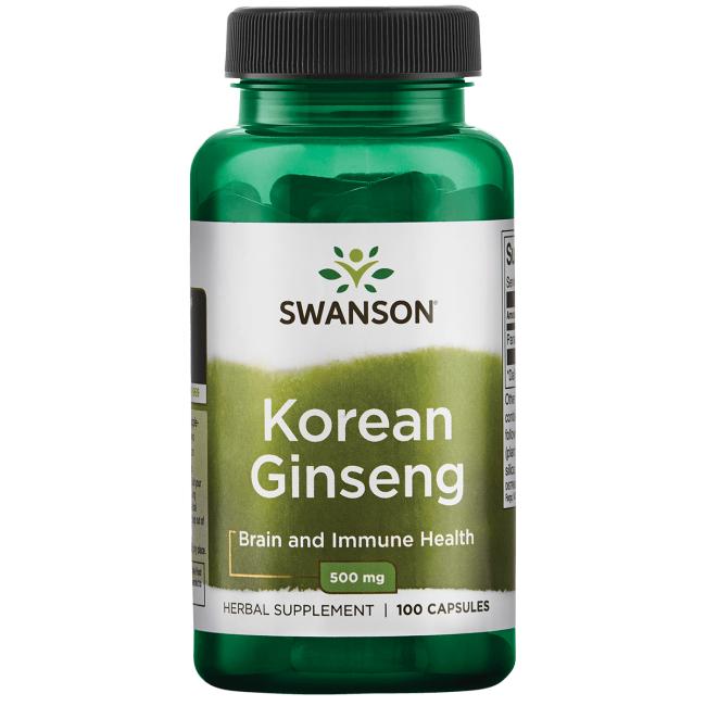Levně Swanson Korean Ginseng (korejský ženšen), 500 mg 100 kapslí