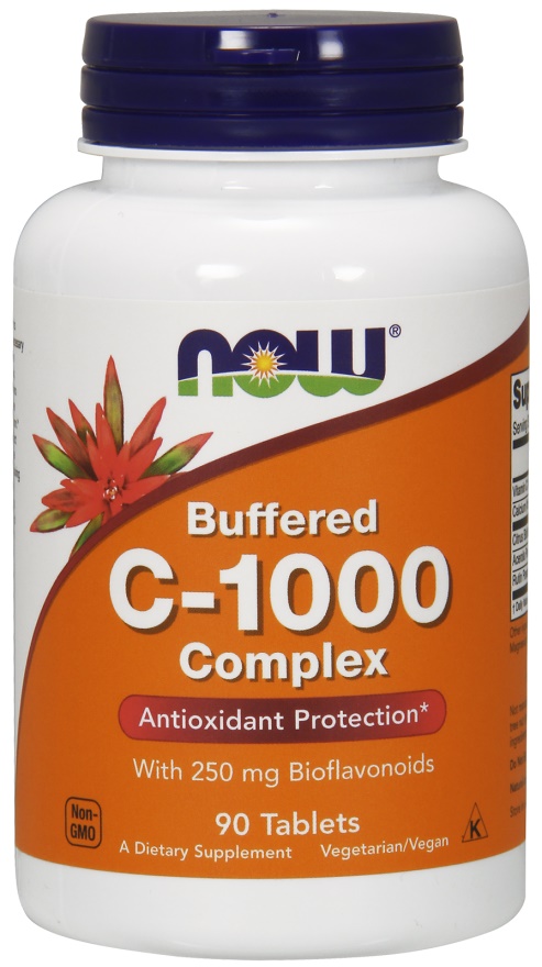 Levně Now® Foods NOW Buffered Vitamin C-1000 Komplex s 250mg bioflavonoidů, PH neutrální vitamín C, 90 tablet