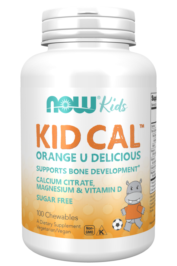 Now® Foods NOW Kid Cal, Orange, Vápník, Hořčík, Vitamín D pro děti, 100 bonbónů