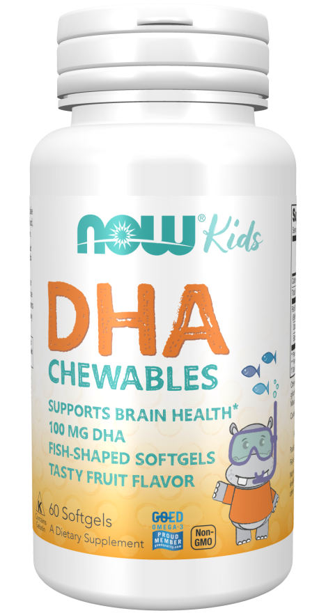 Now® Foods NOW DHA Kids Chewable (Omega-3), 100 mg, 60 žvýkacích kapslí