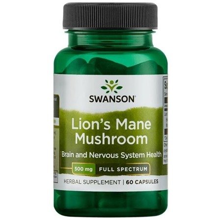 Levně Swanson Full Spectrum Lion's Mane Mushroom (Korálovec ježatý), 500 mg, 60 kapslí