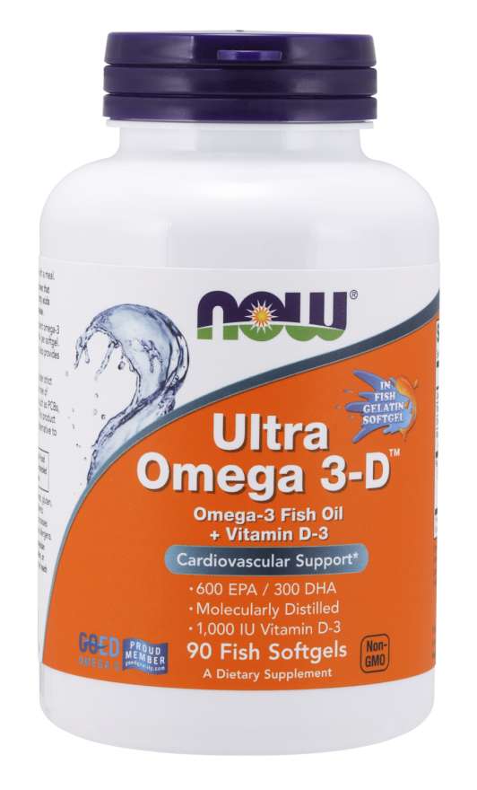 Levně Now® Foods NOW Ultra omega-3 s vitaminem D, 300 DHA / 600 EPA, 90 softgelových kapslí