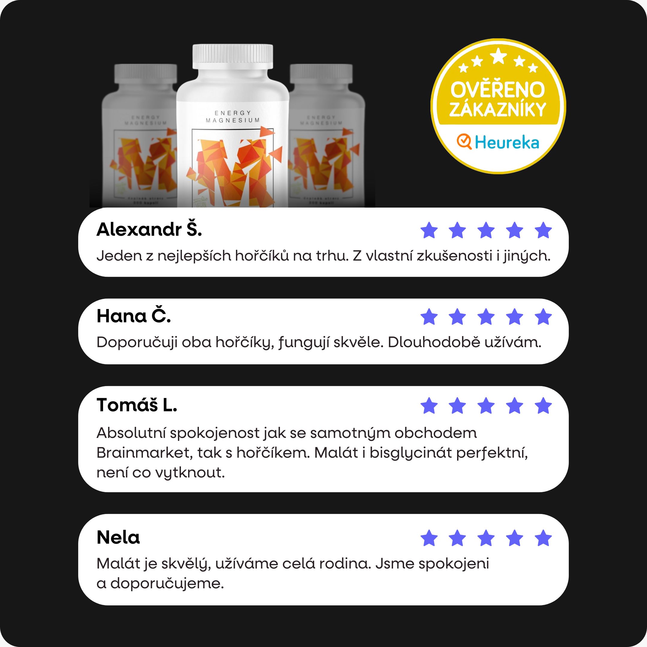 BrainMax Energy Magnesium, 1000 mg, 200 kapslí (Magnesium Malate - Hořčík malát, 164 mg) Obrázek