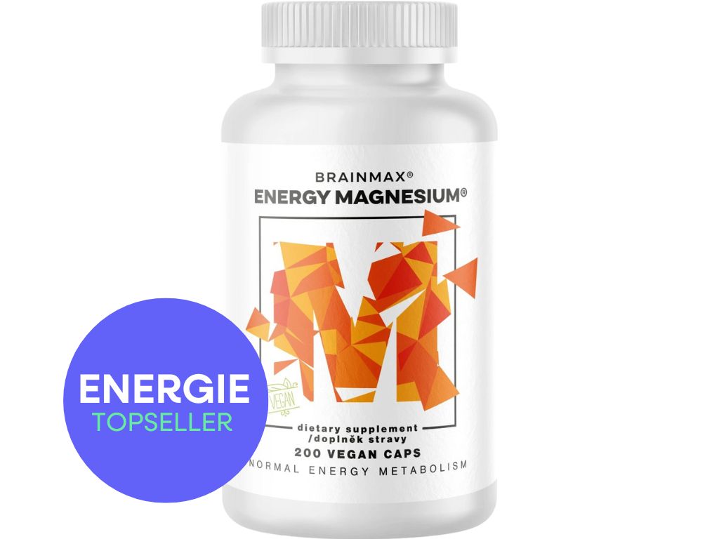 BrainMax Energy Magnesium, 1000 mg, 200 kapslí (Magnesium Malate - Hořcík malát, 164 mg)