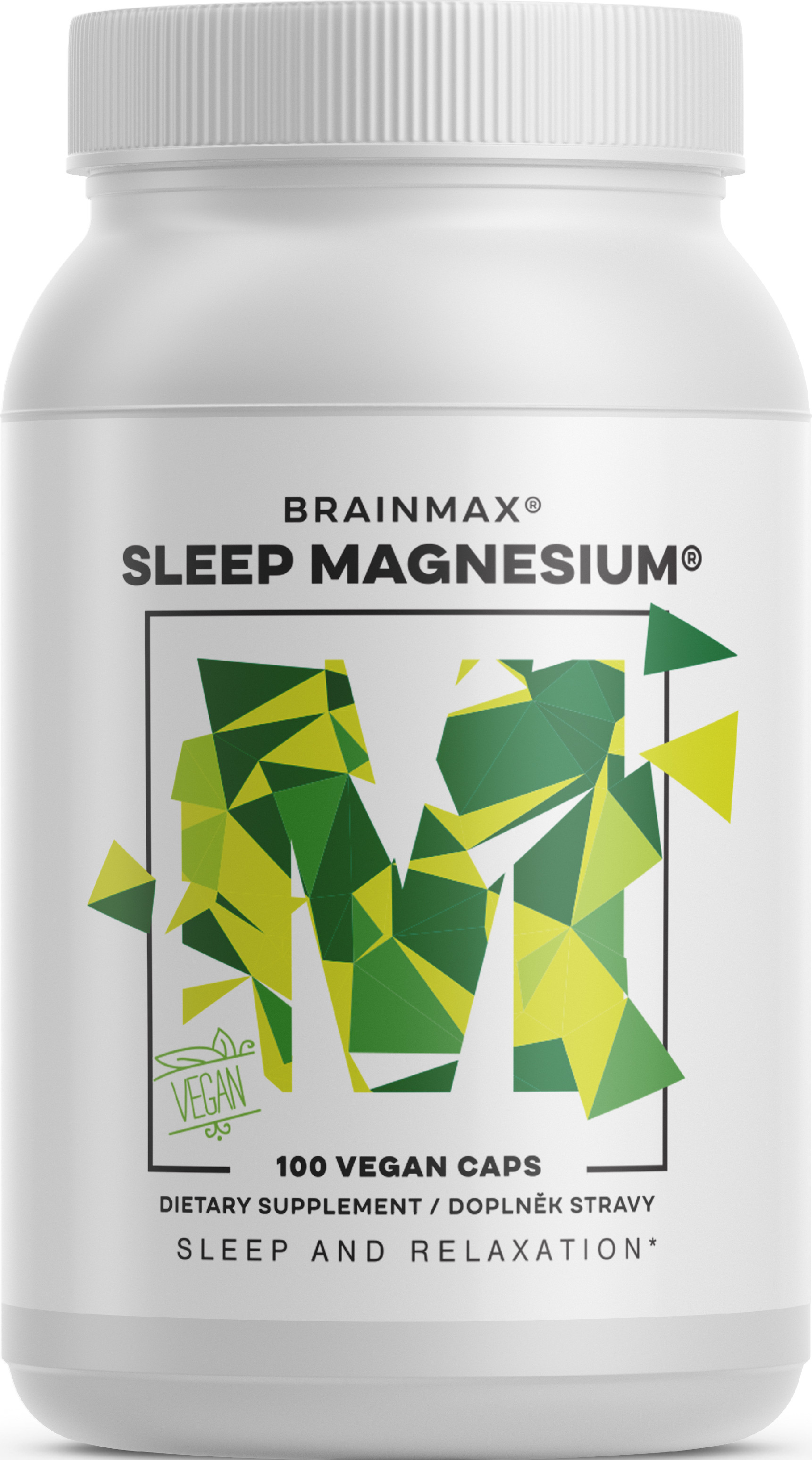 BrainMax Sleep Magnesium®, 320 mg, 100 rostlinných kapslí (Hořčík, GABA, L-theanin, Vitamín B6, šťáva z višně)