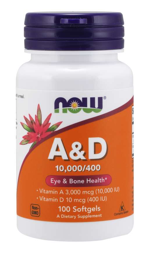 Levně Now® Foods NOW Vitamin A & D, 10000/400 IU, 100 softgelových kapslí