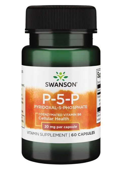 Levně Swanson Vitamin B6 P-5-P, 20 mg, (vitamin B6), 60 kapslí