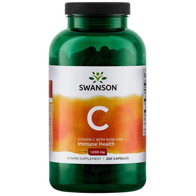 Levně Swanson Vitamin C + Extrakt z Šípků, 1000 mg, 250 kapslí